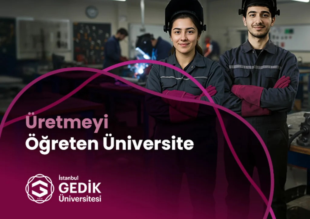 Üretmeyi Öğreten Üniversite: kaynak atölyesinde iki öğrenci.